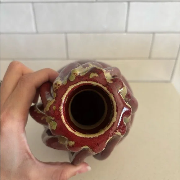 NEIMAN MARCUS GLOBAL VIEWS ART DECORATIVE VINTAGE RED GLAZED MCM ABSTRACT - Picture 5 of 6